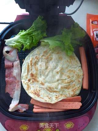 培根火腿手抓饼的做法步骤：2