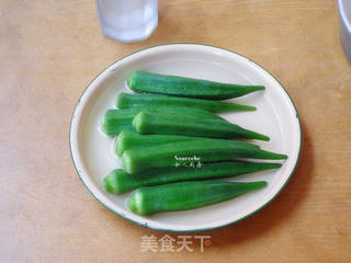 沙拉汁拌秋葵的做法步骤:5