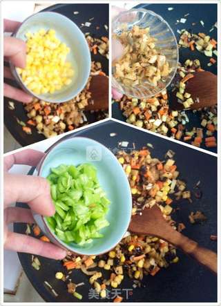 香菇土豆什锦蛋炒饭的做法步骤:13