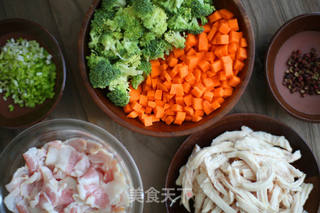 鸡肉培根蔬菜粥的做法步骤:3