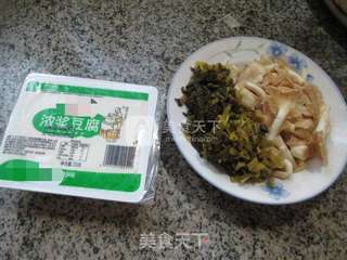 雪菜秀珍菇豆腐 的做法步骤：1