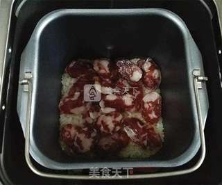 香肠锅巴煲仔饭(面包机版)的做法步骤:7