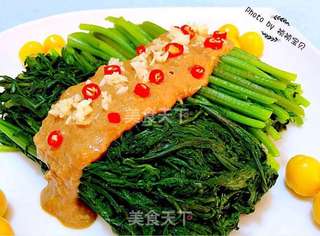 麻酱茼蒿的做法步骤:12