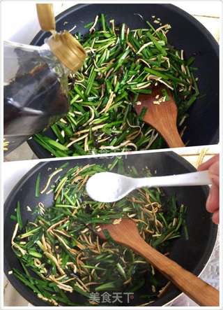 韭菜木耳炒豆干的做法步骤:9