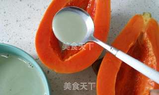 抹茶牛奶木瓜冻的做法步骤:9