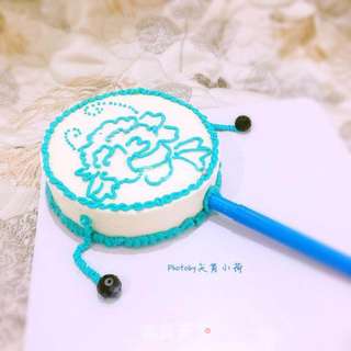 #柏翠大赛#【青花瓷拨浪鼓】手绘慕斯蛋糕的做法步骤:14