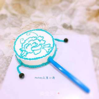 #柏翠大赛#【青花瓷拨浪鼓】手绘慕斯蛋糕的做法步骤:16