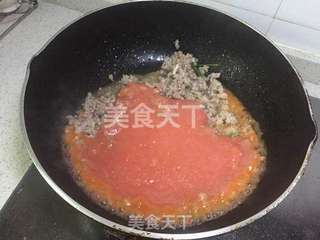 番茄肉末意面的做法步骤:5