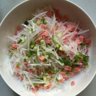 萝卜丝火腿鸡蛋饼的做法步骤:3