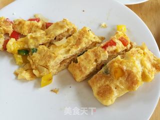 #信任之美#三分钟快手早餐——洋葱彩椒鸡蛋饼的做法步骤:6