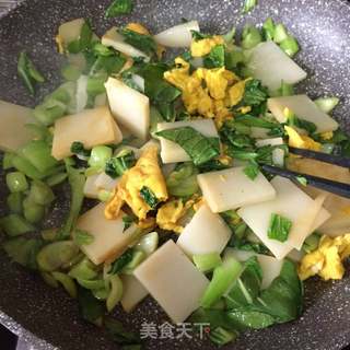 #信任之美#青菜炒年糕的做法步骤:7