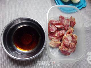 #信任之美#腊肠窝蛋煲仔饭的做法步骤:3