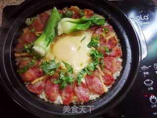 #信任之美#腊肠窝蛋煲仔饭的做法步骤:8
