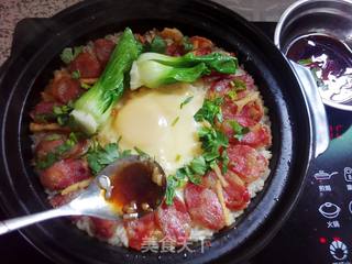 #信任之美#腊肠窝蛋煲仔饭的做法步骤:9