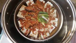 #信任之美#砂剁椒鱼块蒸豆腐的做法步骤:6