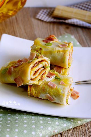 #信任之美# 火腿鸡蛋卷饼的做法步骤:10