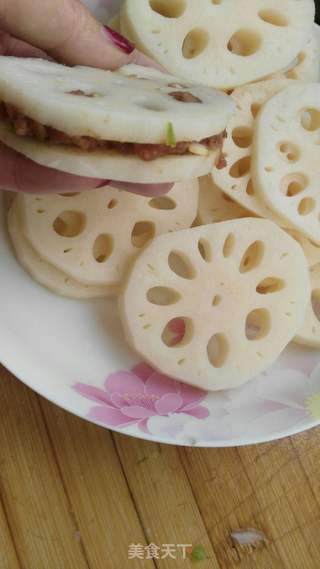 香酥藕盒的做法步骤:4