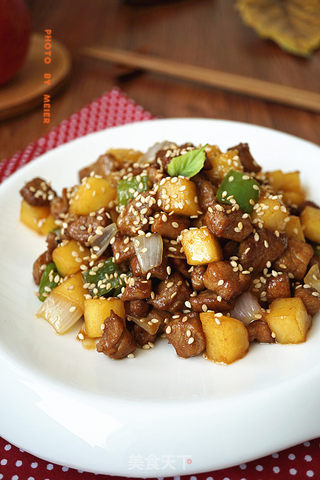 #信任之美#【黑椒苹果里脊肉】的做法步骤:14