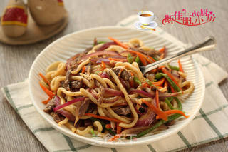 黑椒牛肉炒乌冬面的做法步骤:14