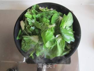 平菇炒小白菜的做法步骤:4