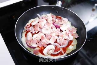 培根蘑菇薯片薄饼的做法步骤:5