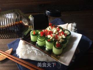 响油黄瓜卷的做法步骤:5