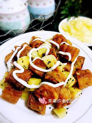 菠萝油条虾的做法步骤:9