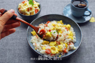 微波火腿蛋炒饭的做法步骤:9