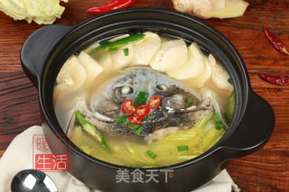 白菜豆腐鱼头汤的做法步骤:5