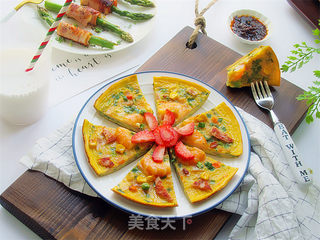 虾仁韭菜厚蛋饼的做法步骤:14