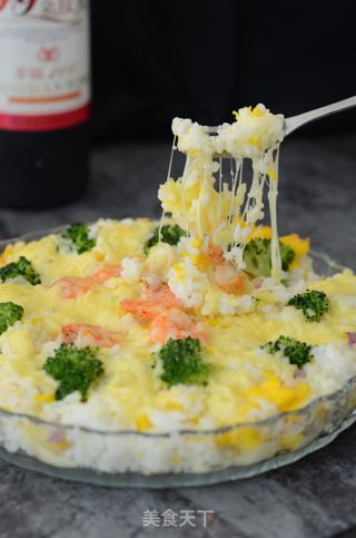 西兰花鲜虾焗饭的做法步骤:10