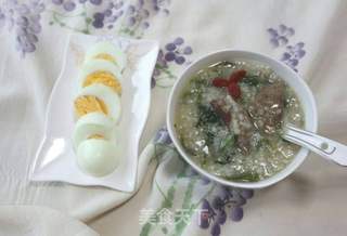 菠菜猪肝粥的做法步骤:10