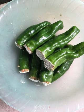 肉酿虎皮青椒的做法步骤:7