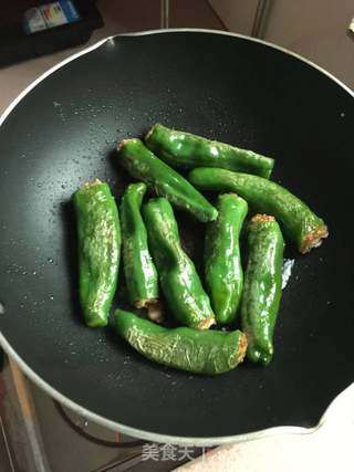 肉酿虎皮青椒的做法步骤:8