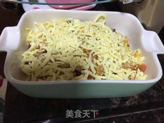 番茄鸡蛋腊味焗饭的做法步骤:4