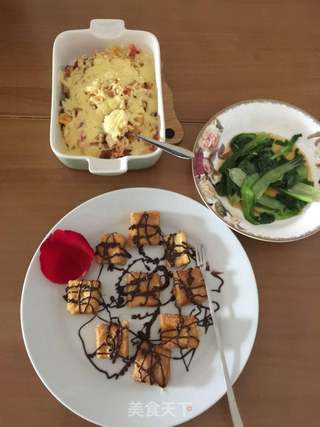 番茄鸡蛋腊味焗饭的做法步骤:5