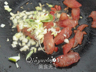 腊肠紫菜苔的做法步骤:4