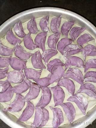 #春食野菜香#紫薯蒲公英猪肉馅蒸饺的做法步骤:9