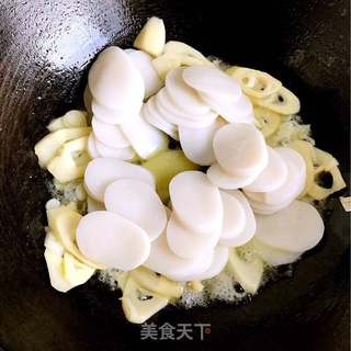 #春食野菜香# 荠菜春笋炒年糕的做法步骤:8