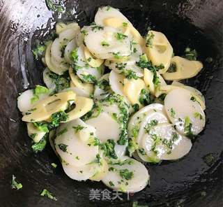 #春食野菜香# 荠菜春笋炒年糕的做法步骤:10