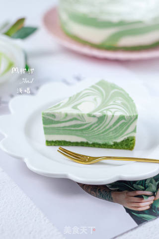 抹茶大理石纹芝士蛋糕的做法步骤:19