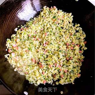 #春食野菜香# 荠菜黄金蛋炒饭的做法步骤:7