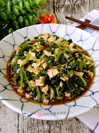 #春食野菜香#萝卜缨拌腐竹的做法步骤:13