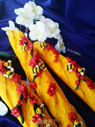 #ACA第四届烘焙大赛#造色情怀 樱花法棍面包的做法步骤:23