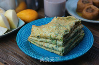 莴笋叶蛋饼的做法步骤:8