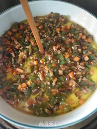 青椒香菇蒸蛋的做法步骤:9