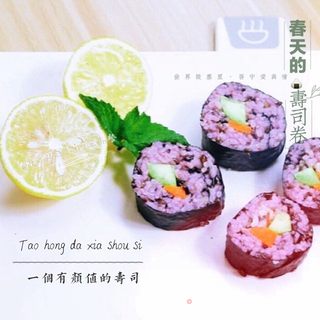 宝宝营养餐—桃红大虾寿司卷的做法步骤:17