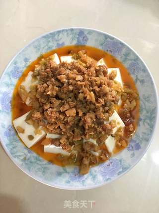 榨菜肉末蒸豆腐的做法步骤：7