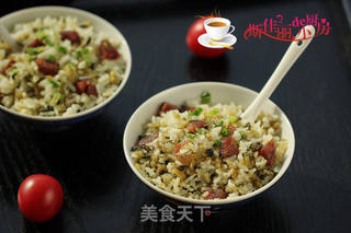 雪菜香肠炒米饭的做法步骤:7