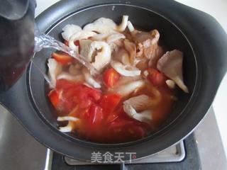 番茄平菇蛋花汤的做法步骤:6